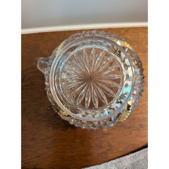 Brilliant Cut Glass/Crystal Creamer Gold Detail Diamond Star Pattern Scalloped - Picture 4 of 8